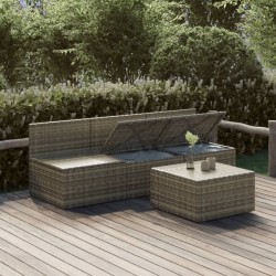 Salon de jardin 4 pcs avec coussins Gris Résine tressée 