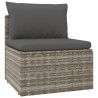 Salon de jardin 4 pcs avec coussins Gris Résine tressée 