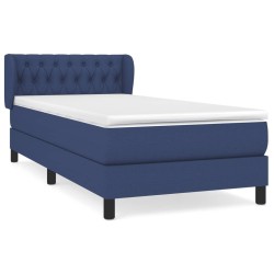 Sommier à lattes de lit avec matelas Bleu 90x200 cm Tissu 