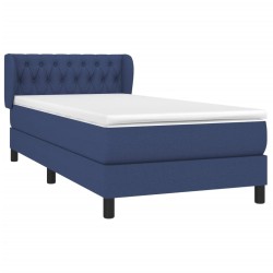 Sommier à lattes de lit avec matelas Bleu 90x200 cm Tissu 