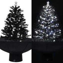 Arbre de Noël neigeux avec base de parapluie Noir 75 cm PVC 