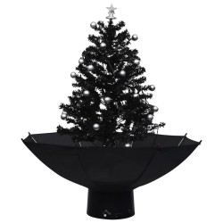 Arbre de Noël neigeux avec base de parapluie Noir 75 cm PVC 