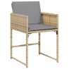 Ensemble à manger de jardin et coussins 9 pcs mélange beige 