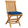 Chaises de jardin et coussins bleu lot de 6 Bois de teck massif 