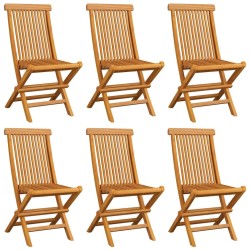 Chaises de jardin et coussins bleu lot de 6 Bois de teck massif 