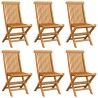Chaises de jardin et coussins bleu lot de 6 Bois de teck massif 