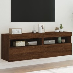Meubles TV muraux lumières LED 2 pcs chêne marron 60x30x40 cm 