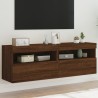 Meubles TV muraux lumières LED 2 pcs chêne marron 60x30x40 cm 