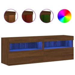 Meubles TV muraux lumières LED 2 pcs chêne marron 60x30x40 cm 