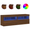 Meubles TV muraux lumières LED 2 pcs chêne marron 60x30x40 cm 