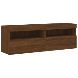 Meubles TV muraux lumières LED 2 pcs chêne marron 60x30x40 cm 