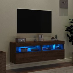 Meubles TV muraux lumières LED 2 pcs chêne marron 60x30x40 cm 