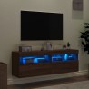 Meubles TV muraux lumières LED 2 pcs chêne marron 60x30x40 cm 