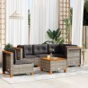 Salon de jardin 6 pcs avec coussins gris résine tressée 