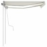 Auvent manuel rétractable avec LED 3,5x2,5 m Crème 