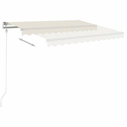 Auvent manuel rétractable avec LED 3,5x2,5 m Crème 