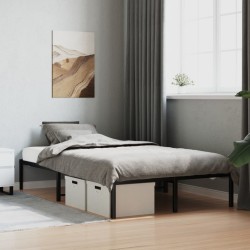 Cadre de lit métal sans matelas noir 120x200 cm 