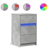 Armoire de chevet et lumières LED gris béton bois d'ingénierie 