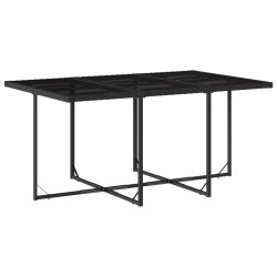 Ensemble à manger de jardin coussins 7pcs Noir Résine tressée 