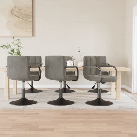 Chaises pivotantes à manger lot de 6 gris clair velours 