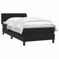 Sommier à lattes de lit avec matelas noir 100x210 cm velours 