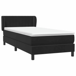 Sommier à lattes de lit avec matelas noir 100x210 cm velours 