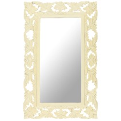Miroir sculpté à la main Blanc 80x50 cm Bois de manguier massif 
