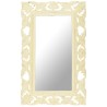 Miroir sculpté à la main Blanc 80x50 cm Bois de manguier massif 