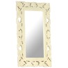 Miroir sculpté à la main Blanc 80x50 cm Bois de manguier massif 