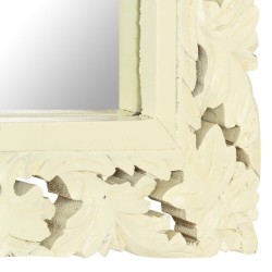 Miroir sculpté à la main Blanc 80x50 cm Bois de manguier massif 