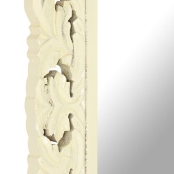 Miroir sculpté à la main Blanc 80x50 cm Bois de manguier massif 