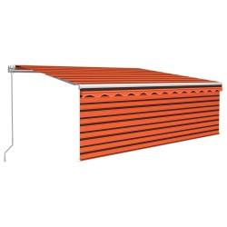 Auvent manuel rétractable avec store 4x3 m Orange et marron 