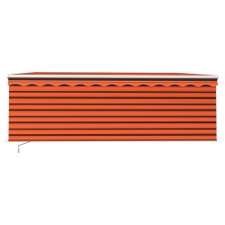 Auvent manuel rétractable avec store 4x3 m Orange et marron 