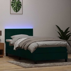 Sommier à lattes de lit et matelas vert foncé 90x220 cm velours 