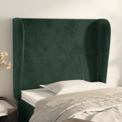 Tête de lit avec oreilles Vert foncé 103x23x118/128 cm Velours 