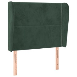 Tête de lit avec oreilles Vert foncé 103x23x118/128 cm Velours 