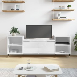 Meuble TV Blanc brillant 160x35x55 cm Bois d'ingénierie 