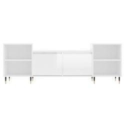 Meuble TV Blanc brillant 160x35x55 cm Bois d'ingénierie 