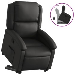 Fauteuil inclinable noir cuir véritable 