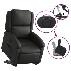 Fauteuil inclinable noir cuir véritable 