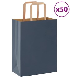 Sacs en papier 50 pcs avec poignées bleu 21x11x28 cm 