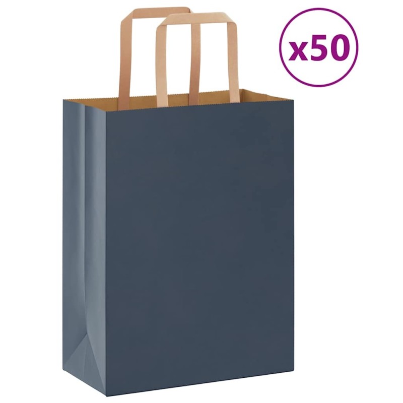 Sacs en papier 50 pcs avec poignées bleu 21x11x28 cm 