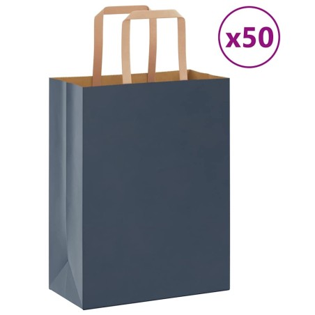 Sacs en papier 50 pcs avec poignées bleu 21x11x28 cm 