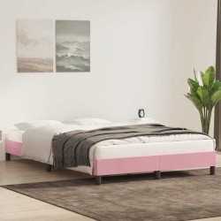 Cadre de lit sans matelas rose 140x210 cm velours 