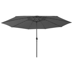 Parasol de jardin avec lumières LED et mât en métal anthracite 
