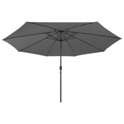 Parasol de jardin avec lumières LED et mât en métal anthracite 