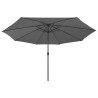 Parasol de jardin avec lumières LED et mât en métal anthracite 