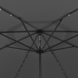 Parasol de jardin avec lumières LED et mât en métal anthracite 