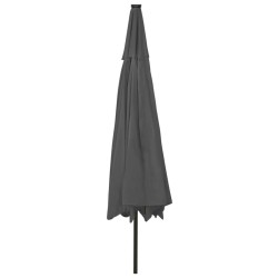 Parasol de jardin avec lumières LED et mât en métal anthracite 