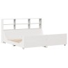 Lit bibliothèque sans matelas blanc 200x200 cm bois massif 